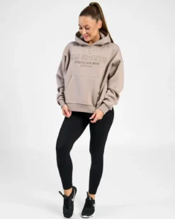 Hoodie Wmn Varsity, Taupe