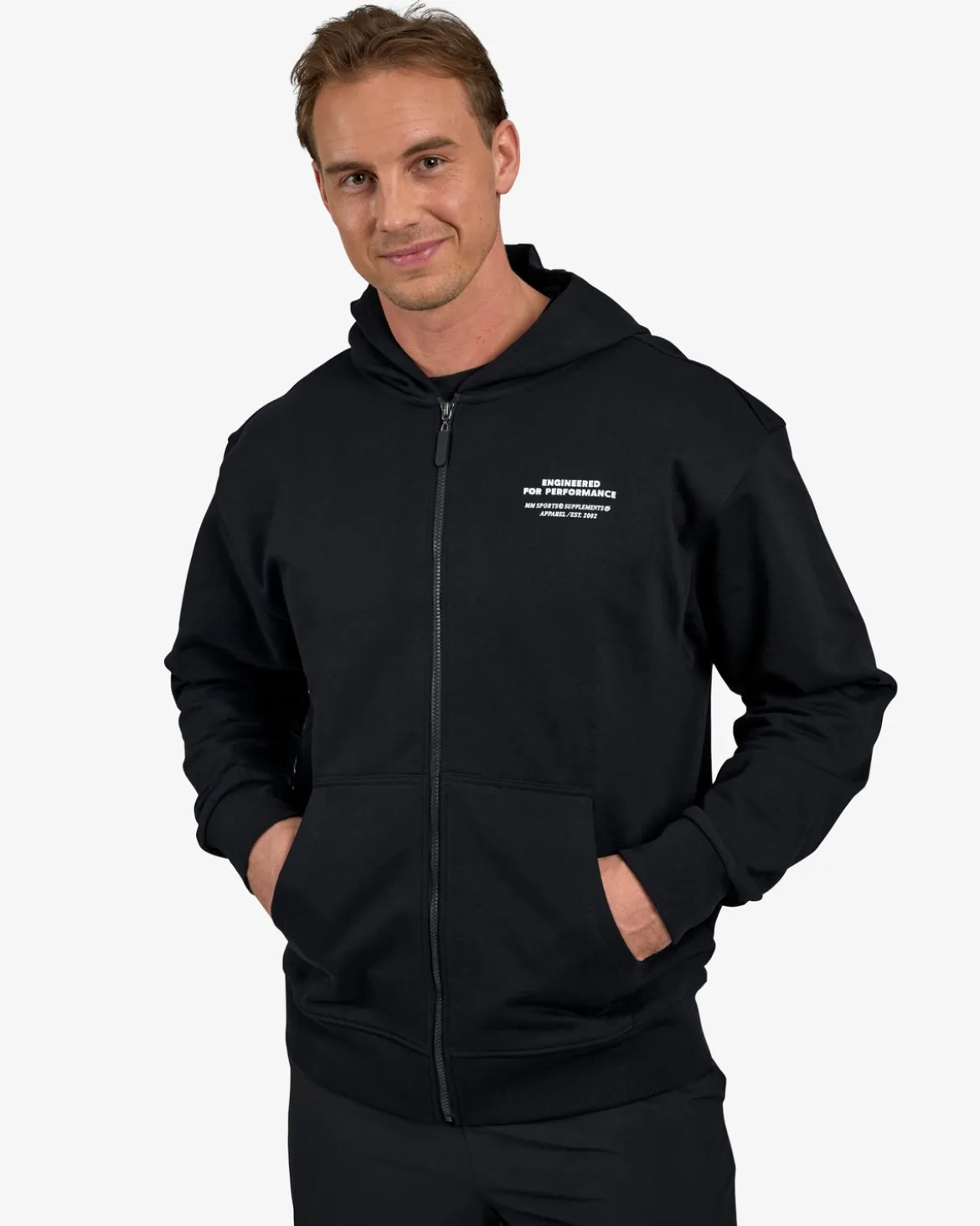 Hoodie Zip Engineered, Black