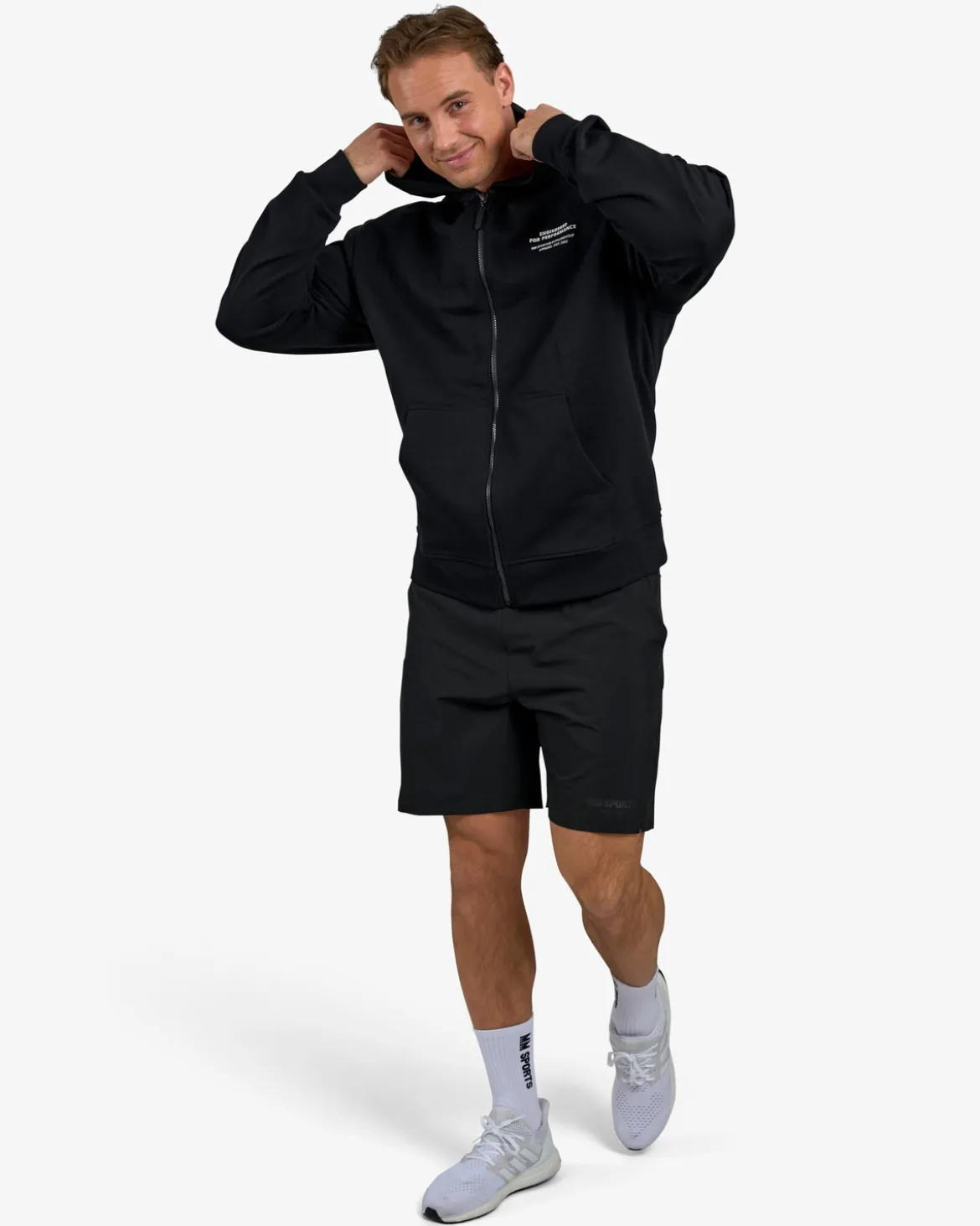 Hoodie Zip Engineered, Black