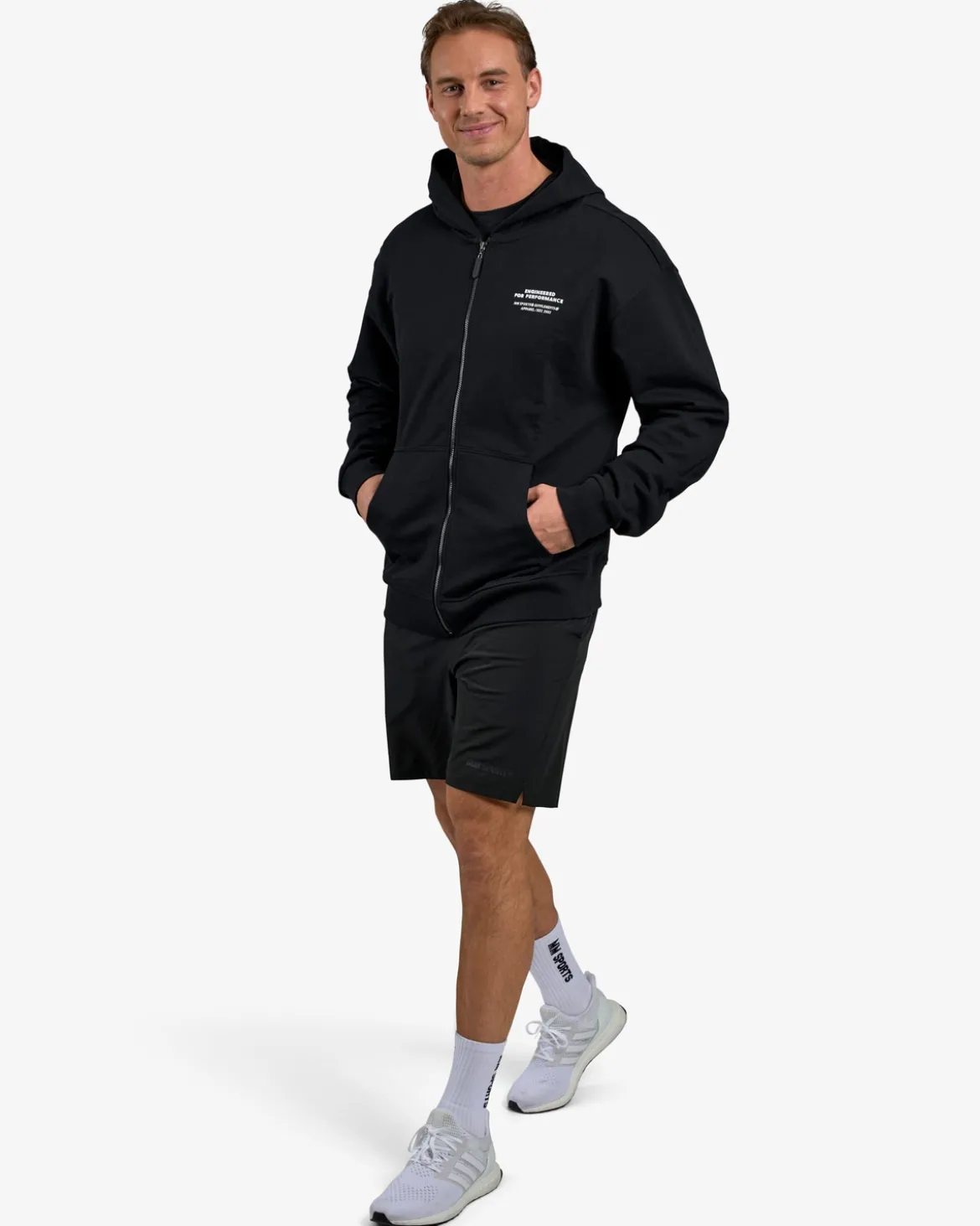 Hoodie Zip Engineered, Black