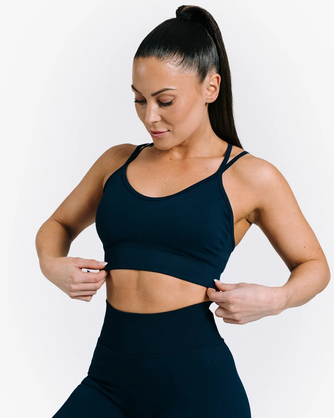 Seamless Sports Bra, Iron Blue
