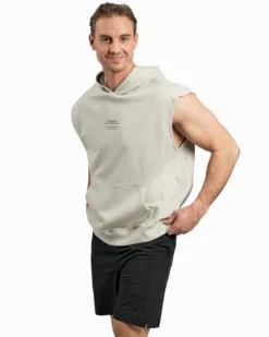 Sleeveless Hoodie, Warm Grey