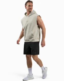 Sleeveless Hoodie, Warm Grey