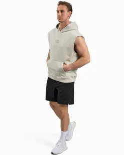 Sleeveless Hoodie, Warm Grey