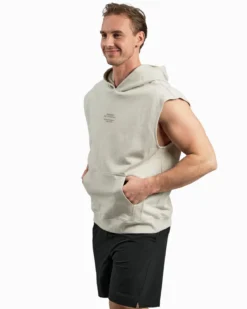 Sleeveless Hoodie, Warm Grey
